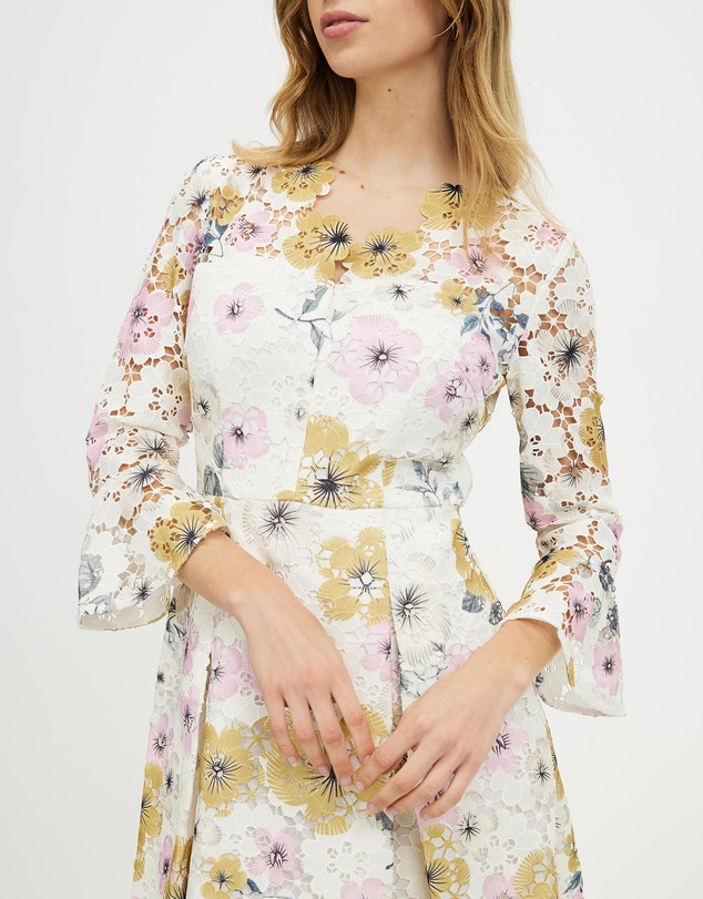 Pink Ruby - Night Flower Bell Sleeve Dress