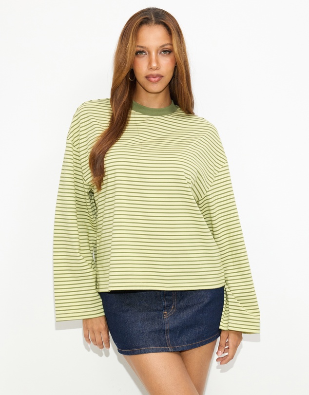Dazie - Nostalgia Stripe Oversized LS Tee