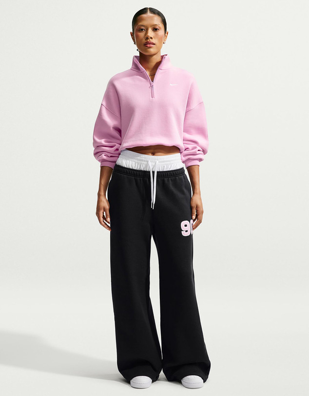 Nike - Studio Fleece Medium Weight Oversized 1/4-Zip Cropped Top