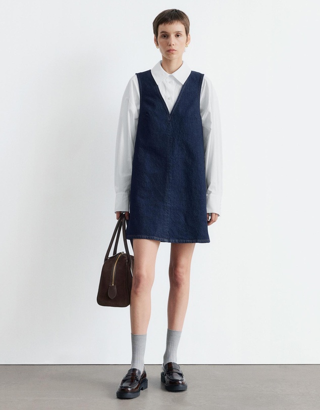 & Other Stories - V-Neck Denim Mini Dress