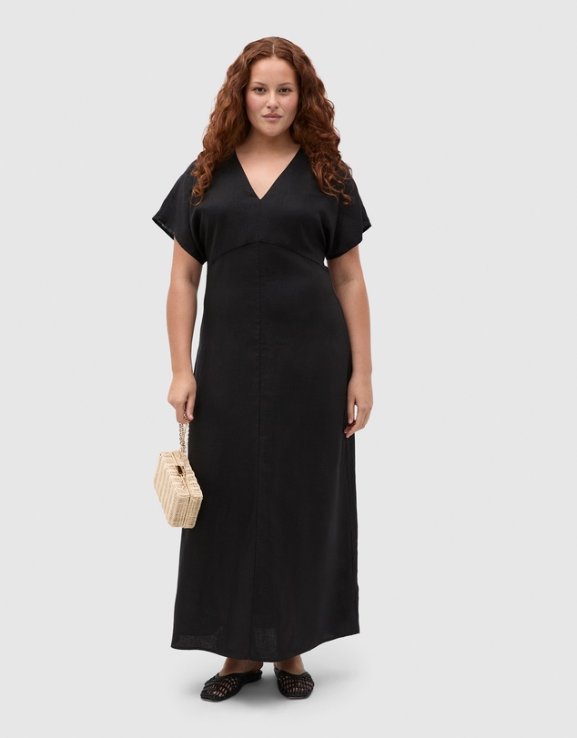 Seed Heritage - Linen V Neck Midi Dress