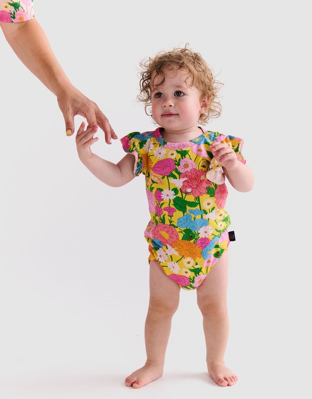 Kip&Co - Follow The Sun Yellow Organic SS Frill Romper - Babies