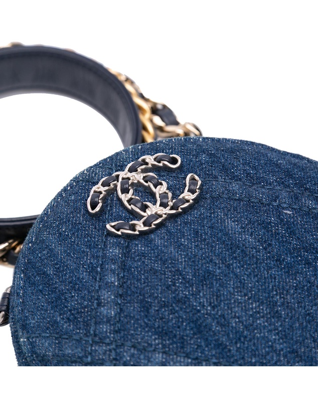 Pre-Loved by Azura Reborn - Pre-Loved Denim 19 Round Clutch with Chain