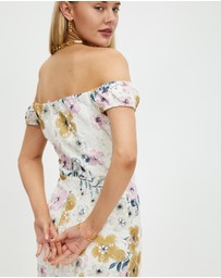 Pink Ruby - Night Flower Off Shoulder Maxi Dress
