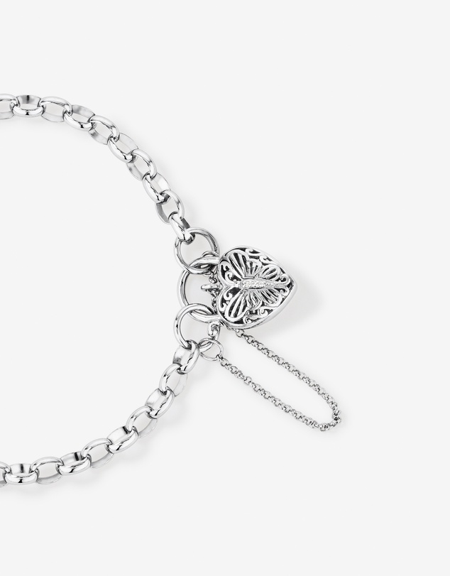 Michael Hill - Cubic Zirconia Butterfly Padlock Belcher Bracelet in Sterling Silver