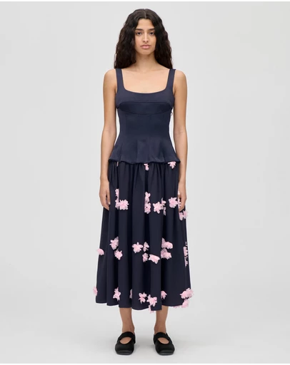 Stine Goya - Double Sided Crepe Corset Long Dress