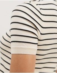 Atmos&Here - Short Sleeve Fine Knit Stripe Top
