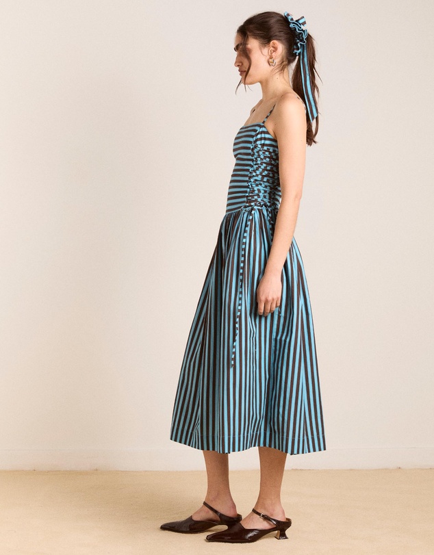 Damson Madder - Angelina Midi Dress With Lace Up