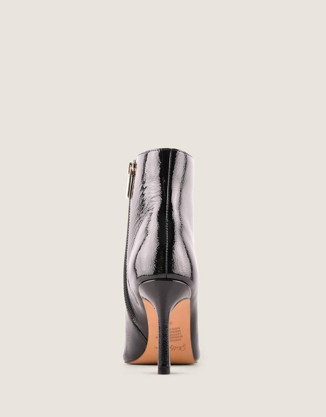 Shelly Shen - Channing Heel Ankle Boots Black Crinkle Patent