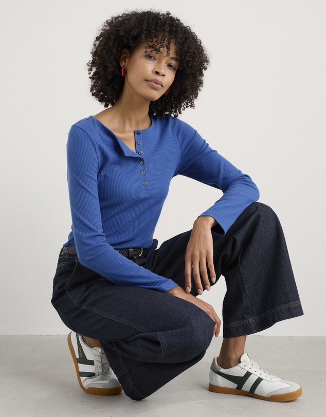 Seasalt - Seasalt Cornwall Blue L/S Early Orchid Rib Top