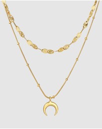 Elli Jewelry - Necklace Layer Half Moon Pendant Astro Trend in 925 Sterling Silver Gold Plated