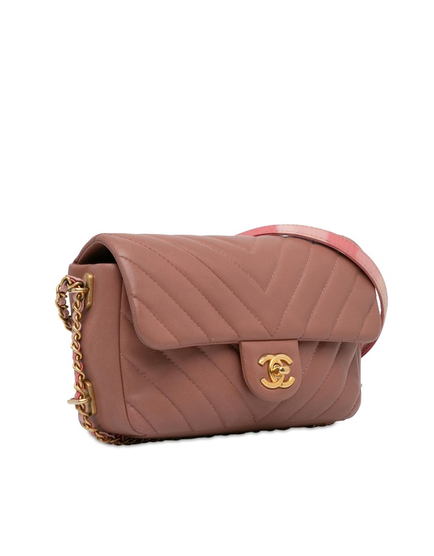 Chanel - Pre-Loved Mini Rectangular Chevron Lambskin Chain Around Flap