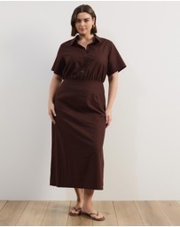 Atmos&Here Curvy - Remi Linen Blend Midi Shirt Dress