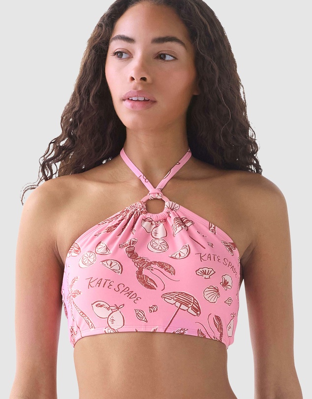 Kate Spade - Beachside Ring Detail High Neck Halter Bikini Top