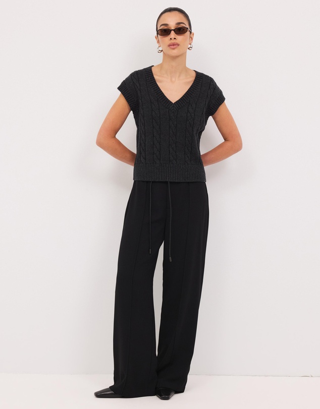 Calli - Leo Wool Blend Cable Knit Vest