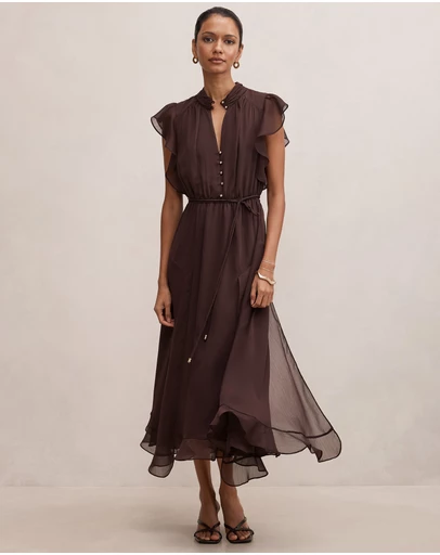 Forever New Petite - Maxwell Petite Flutter Sleeves Midi Dress