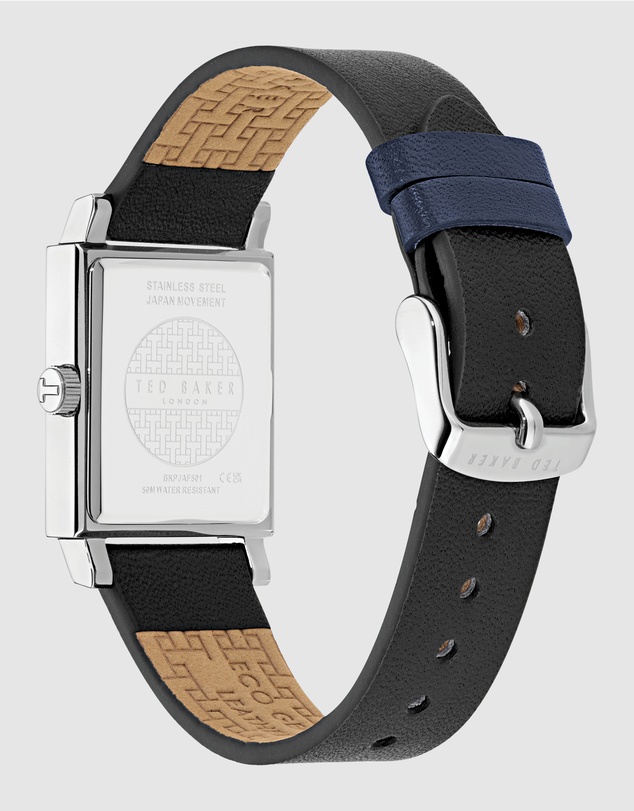 Ted Baker - Jaareth Silver-Tone Black Leather Watch