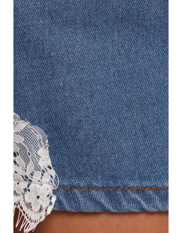 Petal & Pup - Chiara Lace Applique Denim Shorts - Vintage Blue Wash