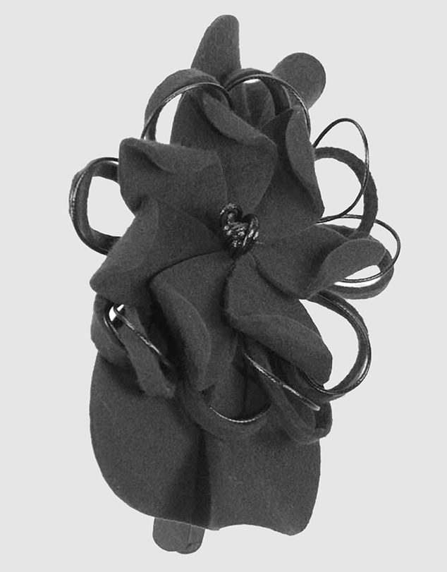 Max Alexander - Felt Black Flower Winter Racing Fascinator