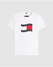 Tommy Hilfiger - Boys Wavy Flag Jersey Crew Neck T-Shirt - Kids
