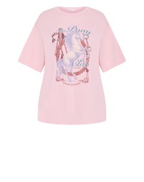 City Chic - Plus size Riders Club Cotton Tee - pink