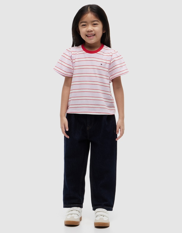 Tommy Hilfiger - Girls Stripe Relaxed Jersey Crew Neck Top - Kids