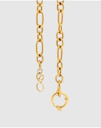 Nialaya Jewellery - Women's Gold Cable Choker with Chunky Heart Pendant