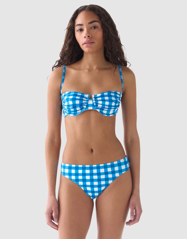 Kate Spade - Gingham Ruched Underwired Balconette Bra Bikini Top
