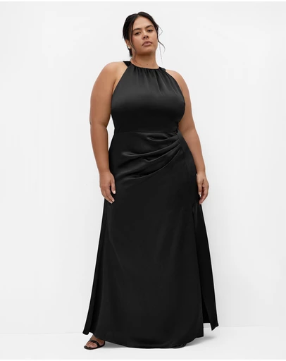 City Chic - Plus size Celina Halter Maxi Dress - black