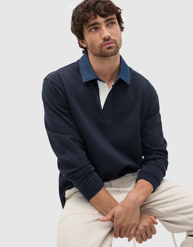 Seed Heritage - Denim Collar Rugby