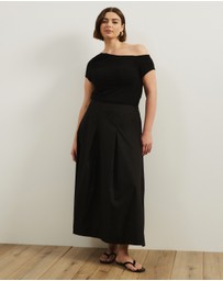 Atmos&Here Curvy - Maren Cotton Pleated Maxi Skirt