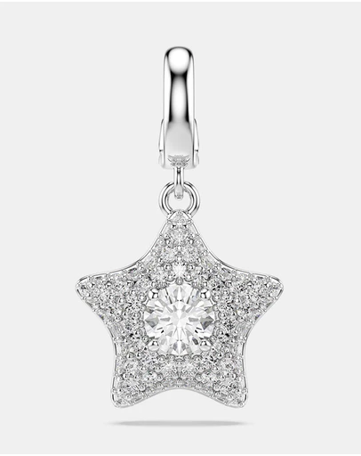 Swarovski - Sublima Charm, Round Cut, Star, White, Rhodium Plated