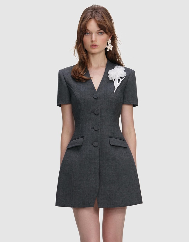 Self Portrait - Tailored Flower Detail Mini Dress