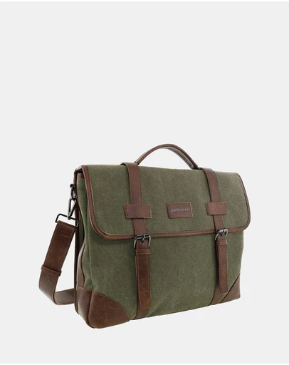 Pierre Cardin - Pierre Cardin Canvas Laptop Satchel Bag