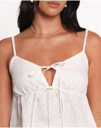 Petal & Pup - Rayma Tie Front Linen Top - White