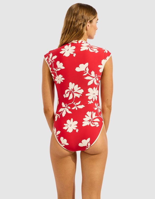 Seafolly - Mayflower Cap Sleeve Zip Front One Piece Swimsuit