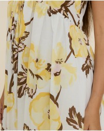 The Fated - Tie Front Ruffle Midi Dress