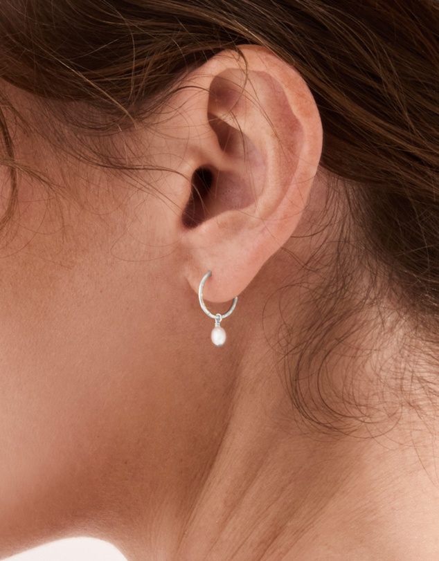 SAINT VALENTINE - Mini Pearl Hoops - Silver