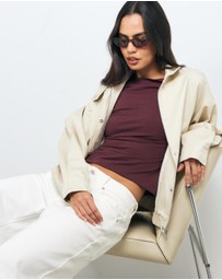 AERE - Tess Boat Neck T-Shirt