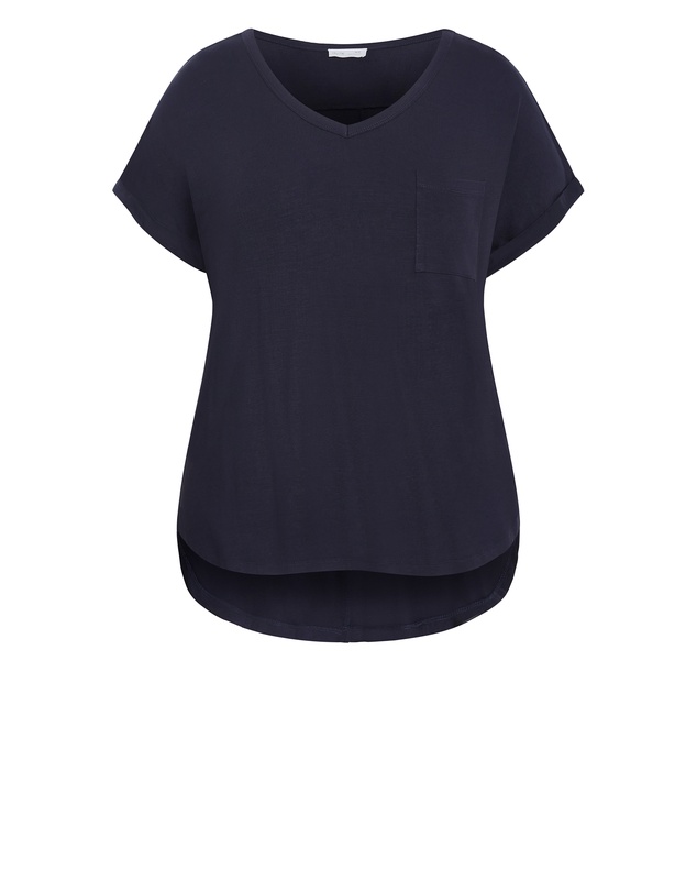 City Chic - Plus size Kiran Hi-Lo Tee - navy