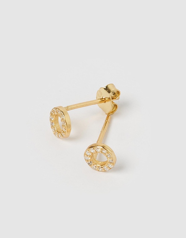 Izoa - Alphabet Mini Letter O Stud Earrings