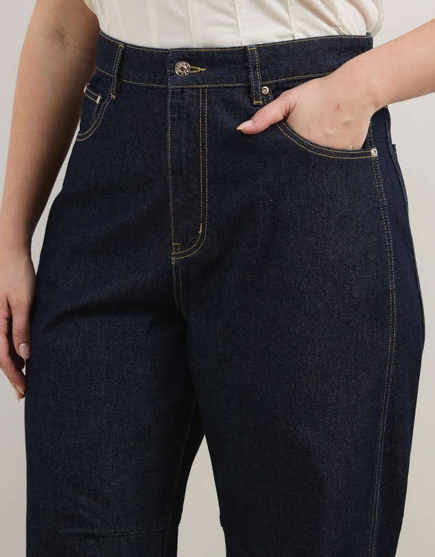 Atmos&Here Curvy - Poppy Cropped Barrel Leg Jeans