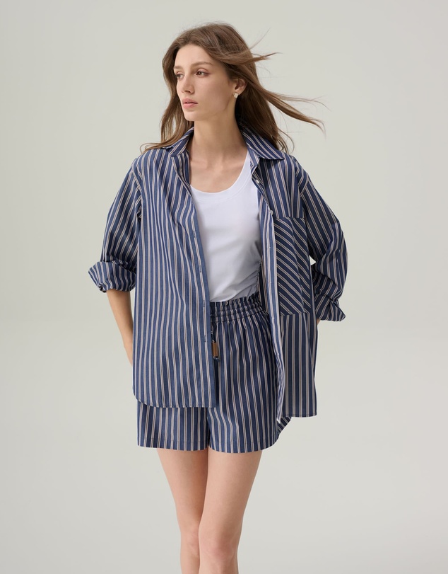 IDA+S - Sybil Striped Cotton Button Down Top