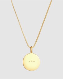 Kuzzoi - ICONIC EXCLUSIVE - Necklace Men Plate Pendant Basic Hammered in 925 Sterling Silver Gold Plated