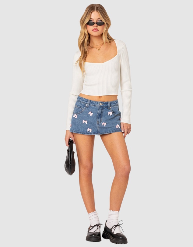 EDIKTED - Misty Scoop Neck Ribbed Top