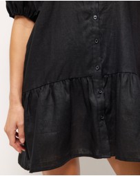 AERE - Joia Linen Puff Sleeve Mini Dress