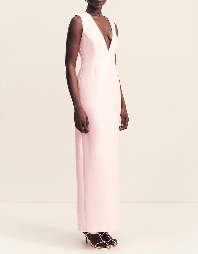 Revibe - Repaired Shona Joy Otis Plunged Fitted Maxi Dress - AU 10