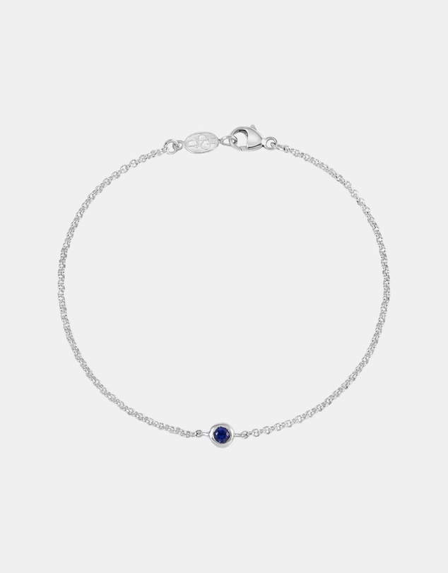 Dower & Hall - Women's Single Blue Sapphire Dewdrop Chain Bracelet In Sterling Silver
