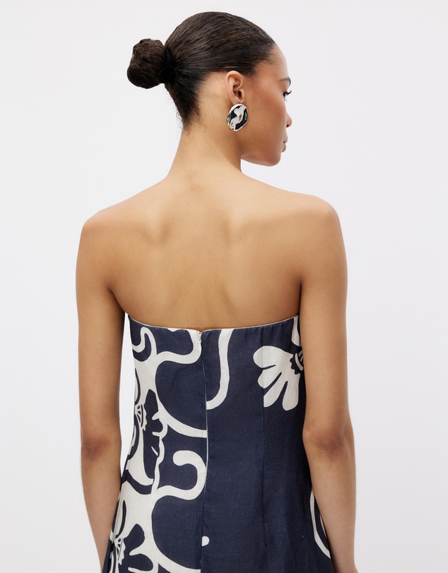 Minima Esenciales - Nivas Linen Empire Strapless Dress
