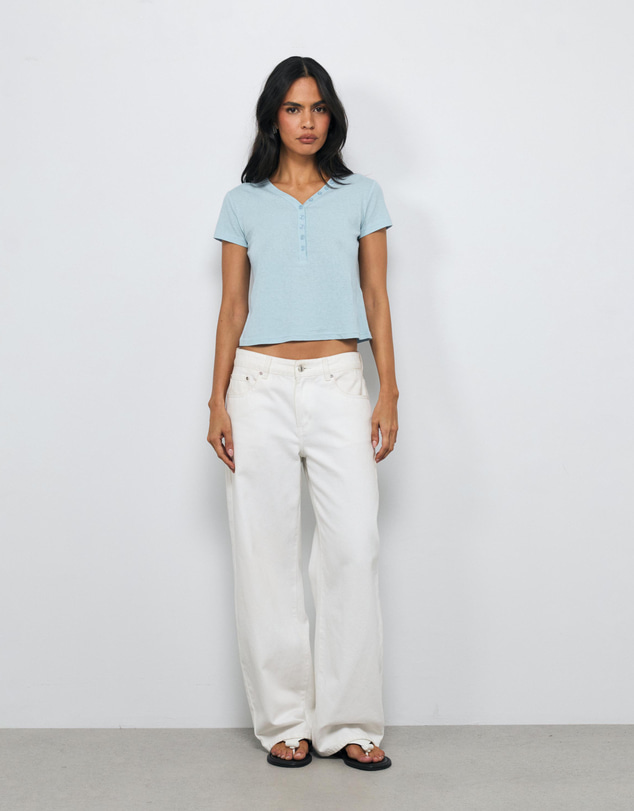 AERE - Linen Blend Henley T-Shirt
